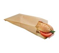 100 x Oven Safe Paper Food Bags Brown Plain L31.5cm for Baguettes Panini Sandwiches Toasties Bag Greaseproof Kraft Takeaway Packaging Lunch Catering Deli Bulk 100 Pack
