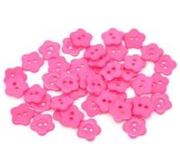 100 x Pink Flower Shape 2 Hole 14mm Resin Buttons. for Sewing, Knitting, Jewellery, Arts and Crafts