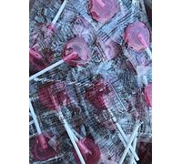 100 x Pink Love Hearts Lollipops - Strawberry Flavoured Sweet Candy Lollies, Ideal for Snack Cupboard, Weddings, Valentines, Party Bag fillers.