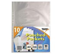 100 x Portrait A3 Glass Clear Plastic Wallets Strong Art Poly Punched Pockets