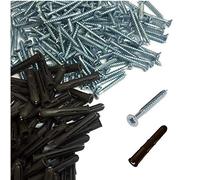 100 x Pozi Screws & Brown Raw Fixing Plugs, Twin Thread 4.2 x 51mm Countersunk