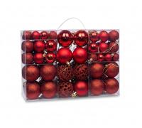 100 x Red Baubles Christmas - Shatterproof Xmas Tree Ball Decoration Set, Hanging Décor Ornaments For Indoor Outdoor, Assorted Sizes Finishes