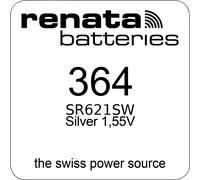 100 x Renata Watch 364 watch battery SR621SW 0% Mercury 1.55 V battery 1 seri...
