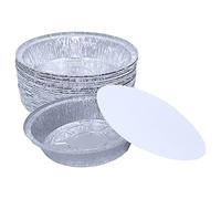 100 X Round Foil Trays with Paper Lids -Size No. 12 - Large 900ml Round Foil Container - Durable 18.5cm Aluminium Flan Dishes for Baking, Air Fryer Cooking, Takeaway & Food Storage