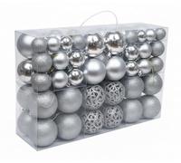 100 x Silver Baubles Christmas - Shatterproof Xmas Tree Ball Decoration Set, Hanging Décor Ornaments For Indoor Outdoor, Assorted Sizes Finishes