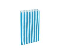 100 x Sky Blue & White Candy Stripe / Striped Paper Sweet Party Bags - 5" x 7"