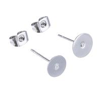 100 x Stainless Steel Stud Earrings Flat Pad (2 Sizes) with 100 Pieces Earring Backs for Earring Making, Total 200 Pieces
