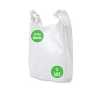 100 x Strong Medium White Plastic Vest Carrier Bags 10x15x18" *FREE P&P!*