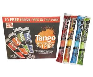 100 x Tango Ice Poles - Freeze Lollies - 2022 Bulk Box 75ml Tango Pops - Gluten Free, Suitable For Vegetarians - Blue Raspberry, Cherry, Apple And Orange Flavours