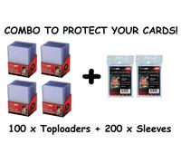 100 x Toploaders + 200 x Card Sleeves [ Ultra Pro ] for Magic Pokemon Yu-Gi-Oh