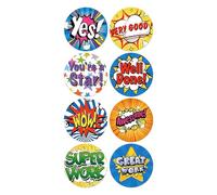100 x Well Done Awesome Wow Great Work Reward Stickers Labels Scrapbook Rewards Teacher (2.5cm) 25mm (100 Stickers)