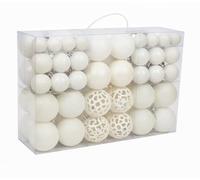 100 x White Baubles Christmas - Shatterproof Xmas Tree Ball Decoration Set, Hanging Décor Ornaments For Indoor Outdoor, Assorted Sizes Finishes