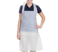 100 x White Disposable Polythene Aprons 20 Micron- Antibacterial White PPE Aprons Perfect for Business, Household and Outdoor usage Waterproof and Durable for Easy Cleaning Fast UK Delivery. (500)