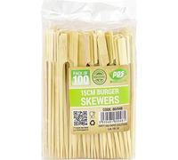 100 x Wooden Flat Paddle Burger Sandwich Skewers - 15cm Bamboo Sticks, 100% Compostable and Biodegradable Barbeque, Kebabs, Cocktails Buffet Party