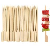 100 x Wooden Flat Paddle Burger Sandwich Skewers 15cm Bamboo Sticks, 100% Compostable and Biodegradable Barbeque, Kebabs, Buffet Party (15CM-100Pack)