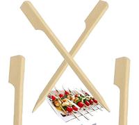 100 x Wooden Flat Paddle Burger Sandwich Skewers - 18cm Bamboo Sticks, 100% Compostable and Biodegradable Barbeque, Kebabs, Cocktails Buffet Party