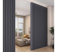 100"x84" Extra Large Blackout Room Divider Curtain,Waterproof Indoor/Outdoor Vertical Drapes for Bedroom, Living Room,Cordless Panel Partition with Hooks,Dark Gray