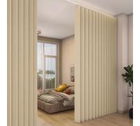 100"x84" Extra Large Blackout Room Divider Curtain,Waterproof Indoor/Outdoor Vertical Drapes for Bedroom, Living Room,Cordless Panel Partition with Hooks,Beige