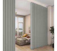 100"x96" Extra Large Blackout Room Divider Curtain,Waterproof Indoor/Outdoor Vertical Drapes for Bedroom, Living Room,Cordless Panel Partition with Hooks,Beige