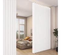 100"x96" Extra Large Blackout Room Divider Curtain,Waterproof Indoor/Outdoor Vertical Drapes for Bedroom, Living Room,Cordless Panel Partition with Hooks,White