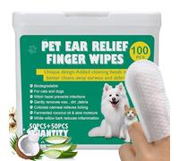 100 XL Dog Ear Cleaning Finger Wipes - Extra Large 1.77" Natural Coconut Oil & Aloe Dog Ear Wipes | Gently Removes Wax, Odor, Dirt, Itchy For Dogs & Cats | Hypoalergenic Biodegradable Dog Ear Cleaner