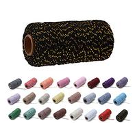 100 Yards/2 mm Coloured Cotton Rope Craft Knitting Rope for Gift Wrapping Crafts (Gold and Black)