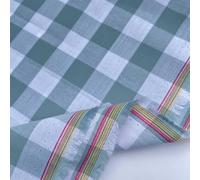 100% Yarn Dyed Cotton John Louden 17mm Gingham Check Squares Home Textiles Upholstery Dress Table Covering Fabric Material | 56" - 144cm Wide (per Fat Quarter, Duck Egg Blue)