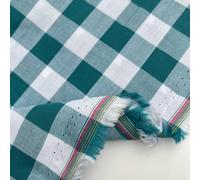 100% Yarn Dyed Cotton John Louden 17mm Gingham Check Squares Home Textiles Upholstery Dress Table Covering Fabric Material | 56" - 144cm Wide (per Fat Quarter, Teal Blue)