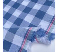 100% Yarn Dyed Cotton John Louden 17mm Gingham Check Squares Home Textiles Upholstery Dress Table Covering Fabric Material | 56" - 144cm Wide (per Fat Quarter, Denim)