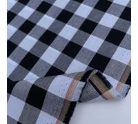100% Yarn Dyed Cotton John Louden 17mm Gingham Check Squares Home Textiles Upholstery Dress Table Covering Fabric Material | 56" - 144cm Wide (per Metre, Black)