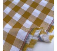 100% Yarn Dyed Cotton John Louden 17mm Gingham Check Squares Home Textiles Upholstery Dress Table Covering Fabric Material | 56" - 144cm Wide (per Fat Quarter, Ochre)