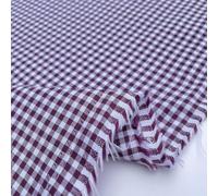 100% Yarn Dyed Cotton John Louden 3mm Gingham Check Squares Home Textiles Upholstery Dress Table Covering Fabric Material | 56" - 144cm Wide (per Metre, Plum)