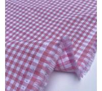 100% Yarn Dyed Cotton John Louden 3mm Gingham Check Squares Home Textiles Upholstery Dress Table Covering Fabric Material | 56" - 144cm Wide (per Metre, Pink)