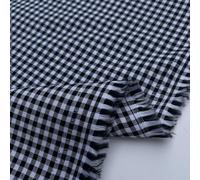 100% Yarn Dyed Cotton John Louden 3mm Gingham Check Squares Home Textiles Upholstery Dress Table Covering Fabric Material | 56" - 144cm Wide (per Half Metre, Black)