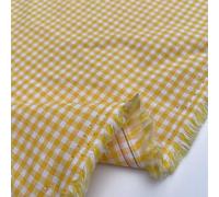 100% Yarn Dyed Cotton John Louden 3mm Gingham Check Squares Home Textiles Upholstery Dress Table Covering Fabric Material | 56" - 144cm Wide (per Half Metre, Yellow)