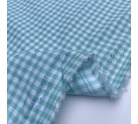 100% Yarn Dyed Cotton John Louden 3mm Gingham Check Squares Home Textiles Upholstery Dress Table Covering Fabric Material | 56" - 144cm Wide (per Fat Quarter, Mint Green)