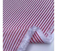 100% Yarn Dyed Cotton John Louden 3mm Stripes Striped Lines Home Textiles Upholstery Dress Table Covering Fabric Material | 56" - 144cm Wide (per Fat Quarter, Red)