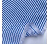 100% Yarn Dyed Cotton John Louden 3mm Stripes Striped Lines Home Textiles Upholstery Dress Table Covering Fabric Material | 56" - 144cm Wide (per Metre, Royal Blue)