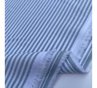 100% Yarn Dyed Cotton John Louden 3mm Stripes Striped Lines Home Textiles Upholstery Dress Table Covering Fabric Material | 56" - 144cm Wide (per Metre, Duck Egg Blue)