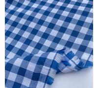 100% Yarn Dyed Cotton John Louden 9mm Gingham Check Squares Home Textiles Upholstery Dress Table Covering Fabric Material | 56" - 144cm Wide (per Half Metre, Royal Blue)