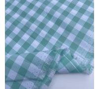 100% Yarn Dyed Cotton John Louden 9mm Gingham Check Squares Home Textiles Upholstery Dress Table Covering Fabric Material | 56" - 144cm Wide (per Metre, Mint Green)