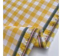 100% Yarn Dyed Cotton John Louden 9mm Gingham Check Squares Home Textiles Upholstery Dress Table Covering Fabric Material | 56" - 144cm Wide (per Half Metre, Yellow)