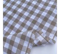 100% Yarn Dyed Cotton John Louden 9mm Gingham Check Squares Home Textiles Upholstery Dress Table Covering Fabric Material | 56" - 144cm Wide (per Half Metre, Sand)