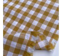 100% Yarn Dyed Cotton John Louden 9mm Gingham Check Squares Home Textiles Upholstery Dress Table Covering Fabric Material | 56" - 144cm Wide (per Half Metre, Ochre)