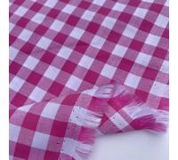 100% Yarn Dyed Cotton John Louden 9mm Gingham Check Squares Home Textiles Upholstery Dress Table Covering Fabric Material | 56" - 144cm Wide (per Half Metre, Fuchsia Pink)