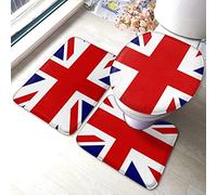 100 yeah British Flag Union Jack Design Bathroom Mat Sets 3 Piece Set Rugs Memory Foam Mat Set Matches Anti-Skid Toilet Seat Cover Bath Mat Lid Cover (50x80cm)