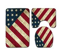 100 yeah Vintage Retro USA Flag American 3 Piece Bathroom Rug Set Anti-Slip Bath Mat Contour Rug Toilet Lid Cover Home Decor