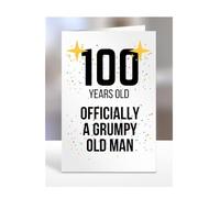 100 Years Old, Officially a Grumpy Old Man Card, Funny, Joke, Gift, 100th Happy Birthday, Presents for, Dad, Daddy, Grandad, Husband, Uncle, Him, Male, A5-164_72