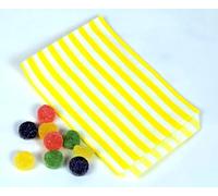 100 Yellow 5" x 7" Striped Candy Sweet Paper Bags | Wedding Buffet Favour Cake Gift Pick n Mix Shop | Premium Quality UK Made