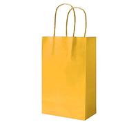 100 Yellow Party Bags Paper Bags With Handles Paper Gift Bag Paper Bag Carrier Bags Paper Bag Sweet Loot Celebrations Birthday Christmas Halloween Reinforced Twisted Handle (Yellow - 100 Bags)